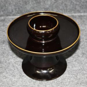 輪島塗 天目台 -無地- [黒色] 金縁