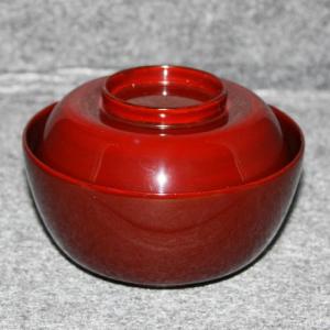 輪島塗 煮物椀 蓋付き -稲穂の蒔絵仕上げ(蓋裏)- [内外潤み(ウルミ)朱色] 布袋形