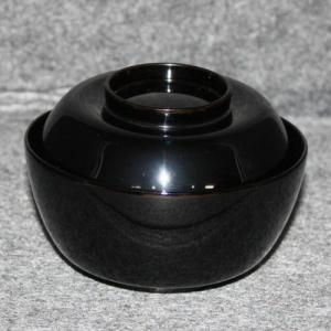 輪島塗 煮物椀 蓋付き -稲穂の蒔絵仕上げ(蓋裏)- [内外黒色] 布袋形