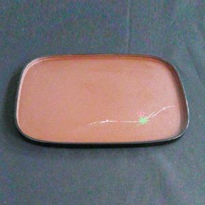 輪島塗 小判盆 -流水春秋の蒔絵仕上げ- [内乾漆・潤み朱色/外黒色] 梨地