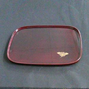 輪島塗 小判盆 -白椿の蒔絵仕上げ- [内外黒タメ色] 梨地