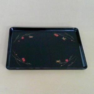 輪島塗 長手盆 -梅に鴬の蒔絵仕上げ- [ 内外黒色] 螺鈿(ラデン)・切り金入り