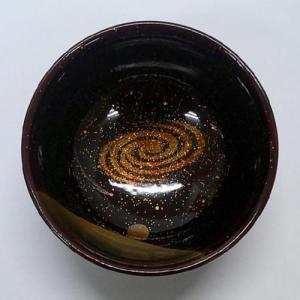 輪島塗 ぐい飲み 端反り形 -銀河の蒔絵仕上げ- [内外朱タメ色] 梨地、螺鈿・切り金入り