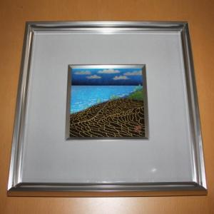 輪島塗 漆額(パネル) -千枚田の蒔絵仕上げ- [黒色] アルミ枠