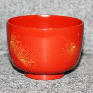 輪島塗 飯椀 (大) -飛花の沈金仕上げ- [内外面とも朱色]