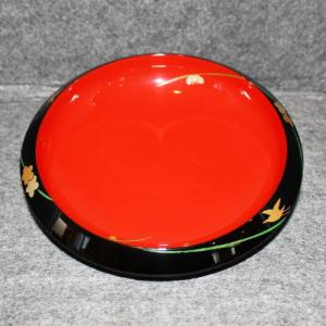 輪島塗 菓子器 鉄鉢形 -梅に鶯の蒔絵仕上げ- [内朱/外黒] 梨地