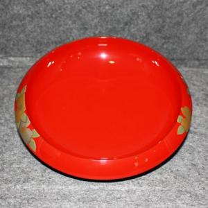 輪島塗 菓子器 鉄鉢形 -椿の高蒔絵仕上げ- [内外朱色]