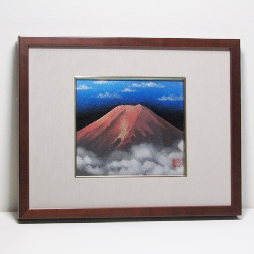 輪島塗 漆額(パネル) -赤富士の沈金仕上げ- [黒色] 木枠｜輪島市の