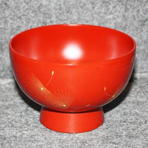 輪島塗 汁椀 (大) -飛花の沈金仕上げ- [内外朱色]