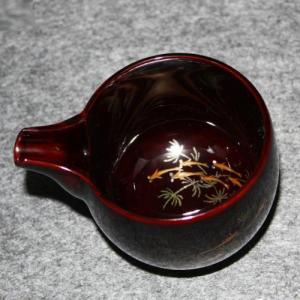 輪島塗 片口 (小) -水草にメダカの蒔絵仕上げ- [内外面とも黒タメ色] 切り金入り