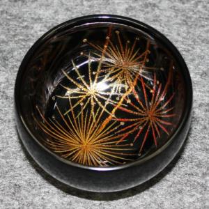 輪島塗 ぐい飲み 丸形 -花火の蒔絵仕上げ- [内外黒色] 梨地、切り金入り