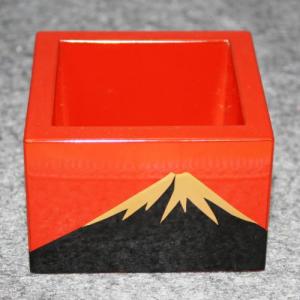輪島塗 一合枡 -富士山の蒔絵仕上げ- [朱色]